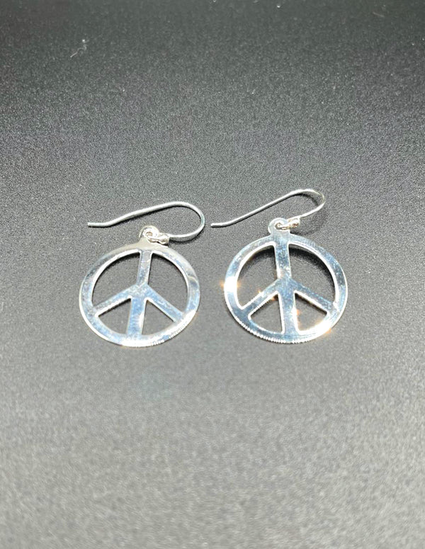 Sterling Silver Tibetan Peace Sign Earrings