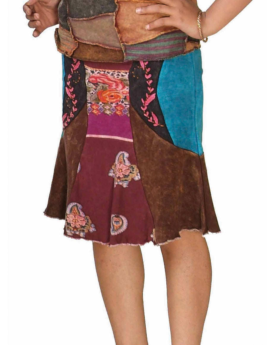 Skirt with Patch and Embroidery