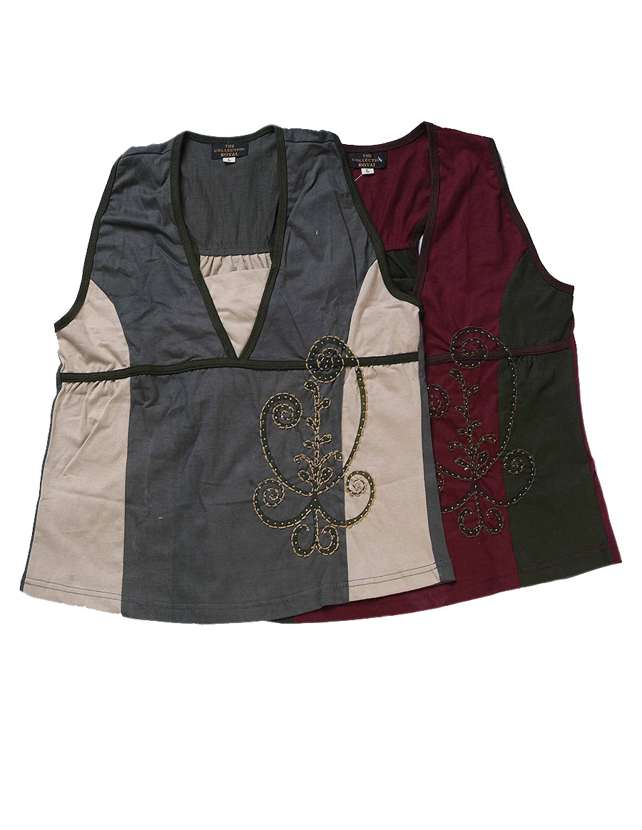 Flower Beaded Racer Cotton Tank