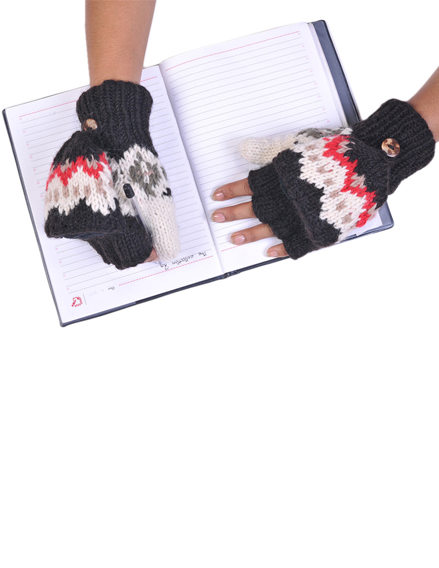 Tribal Pattern Woolen Hunter Gloves