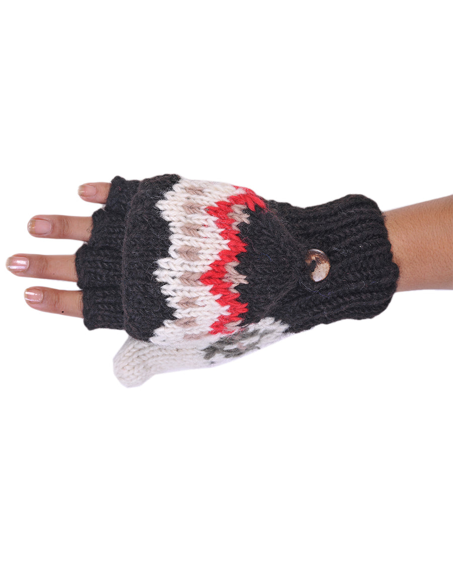 Tribal Pattern Woolen Hunter Gloves