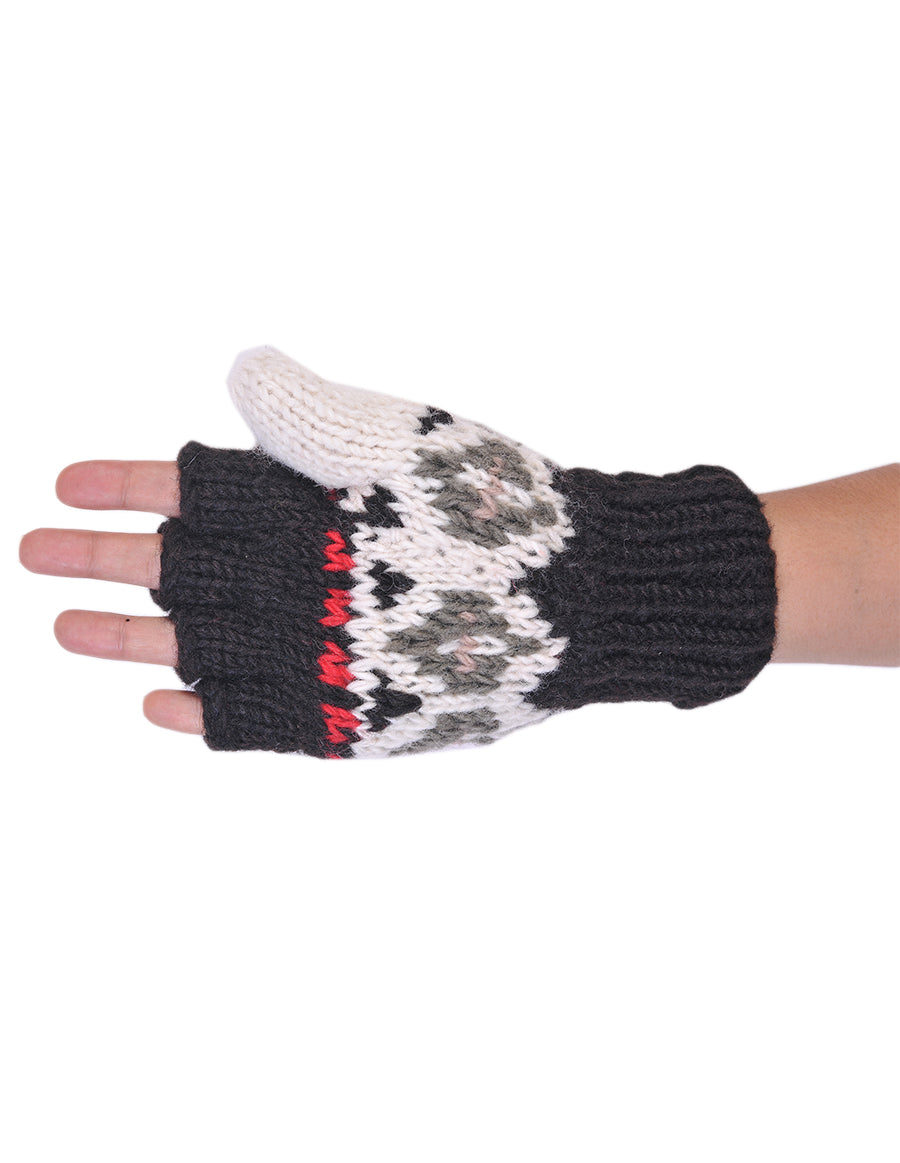 Tribal Pattern Woolen Hunter Gloves