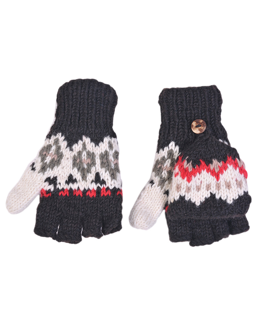 Tribal Pattern Woolen Hunter Gloves