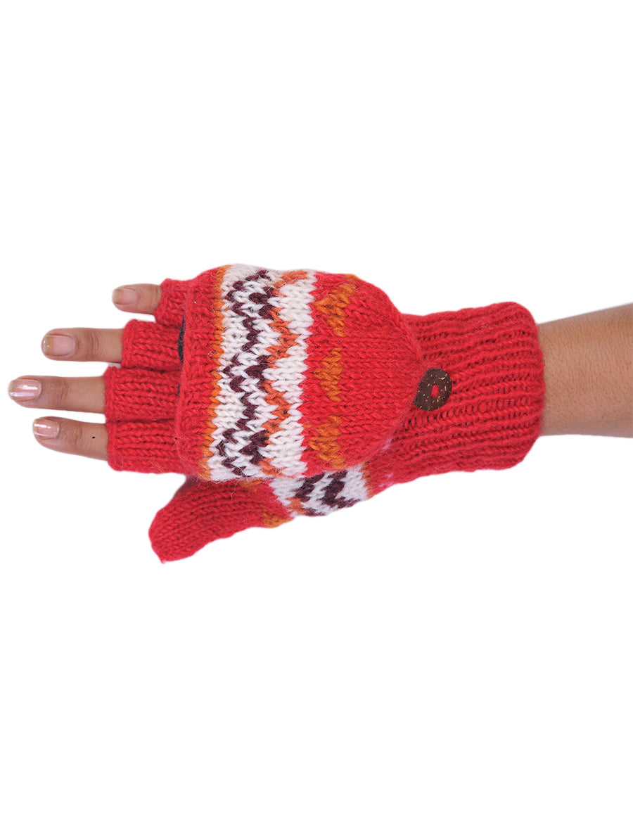 Tribal Pattern Woolen Hunter Gloves