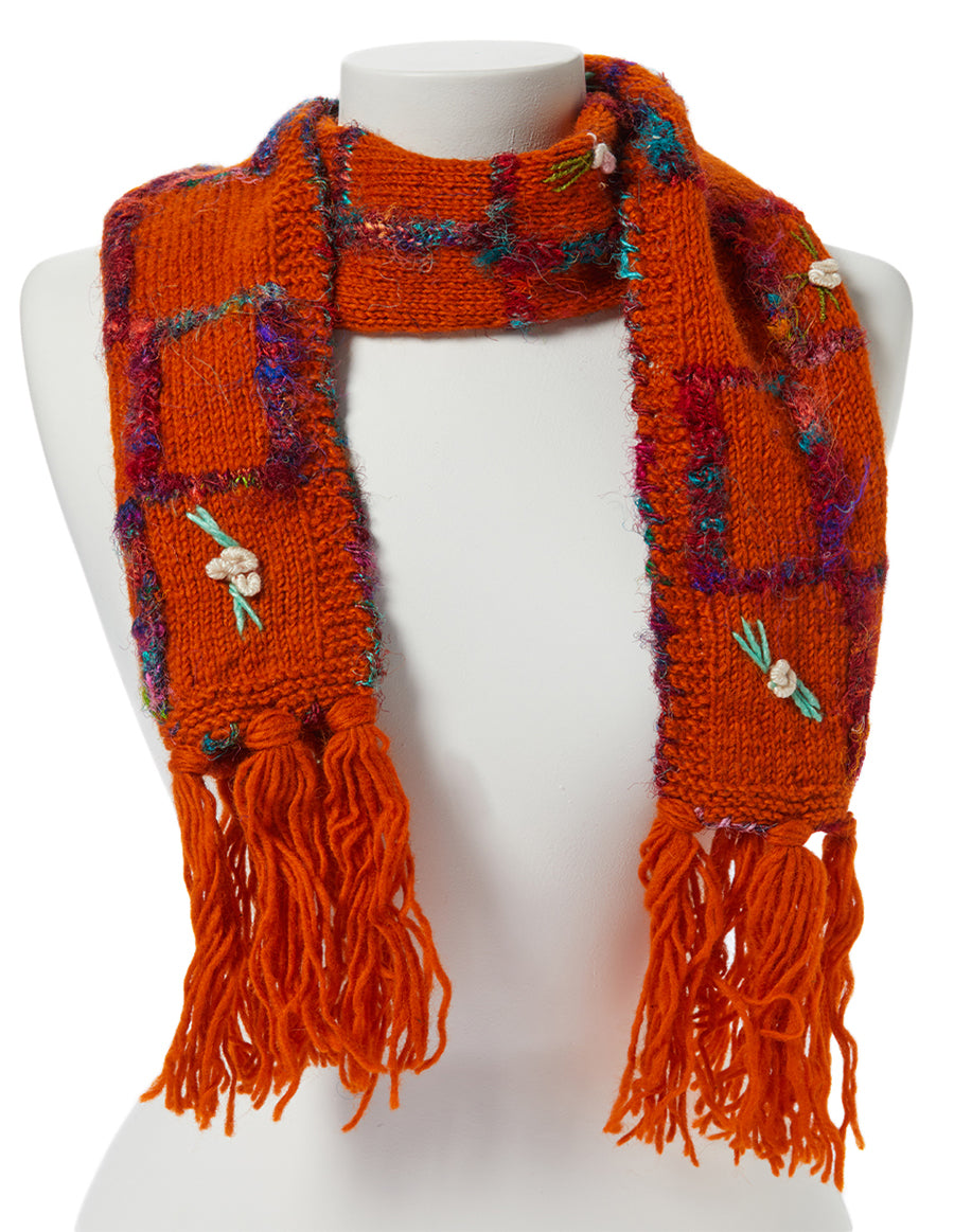 Woolen Scarf with Recyceld Silk Embroidery