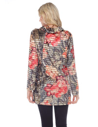 Palila Velvet Floral Print Cowl Neck Tunic