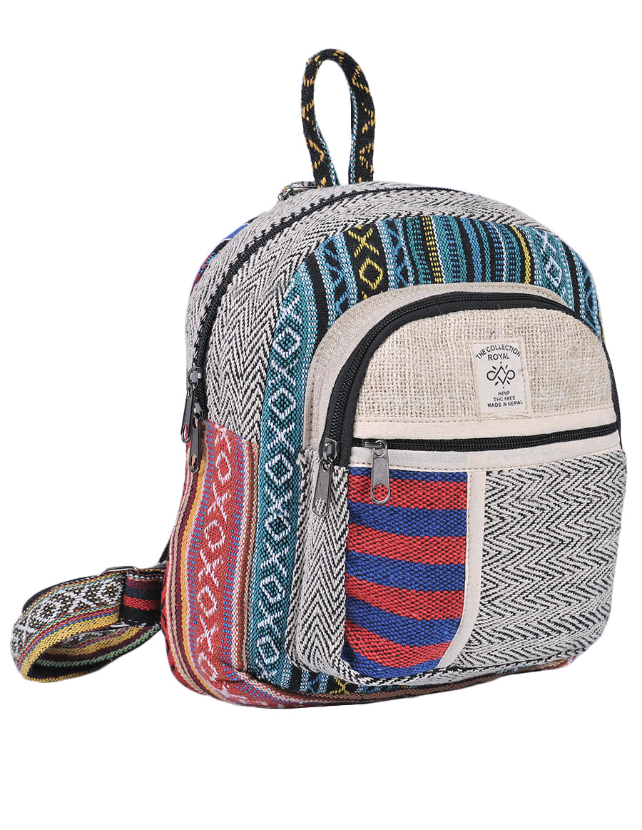 cotton on mini backpack The Collection Royal Himalayan Hemp and Cotton Boho Bohemian Hippie Bag Purse Eco Friendly Mini Backpack