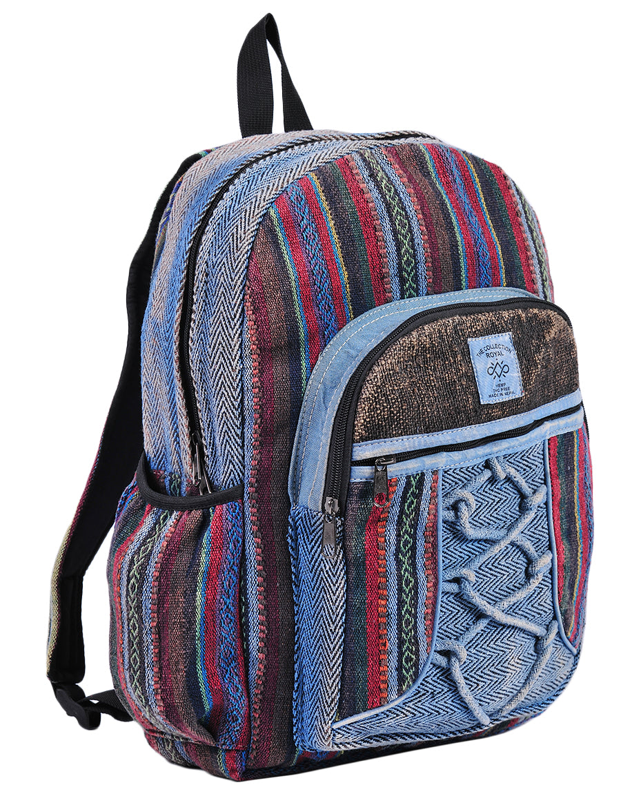 boho laptop backpack Hippie Boho Hemp Cotton Daypack Backpack Denim Blue – Ethno Earth