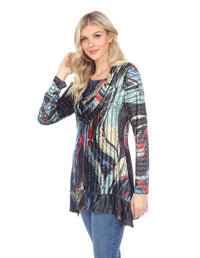 Palila Velvet Abstract Print Cowl Neck Tunic