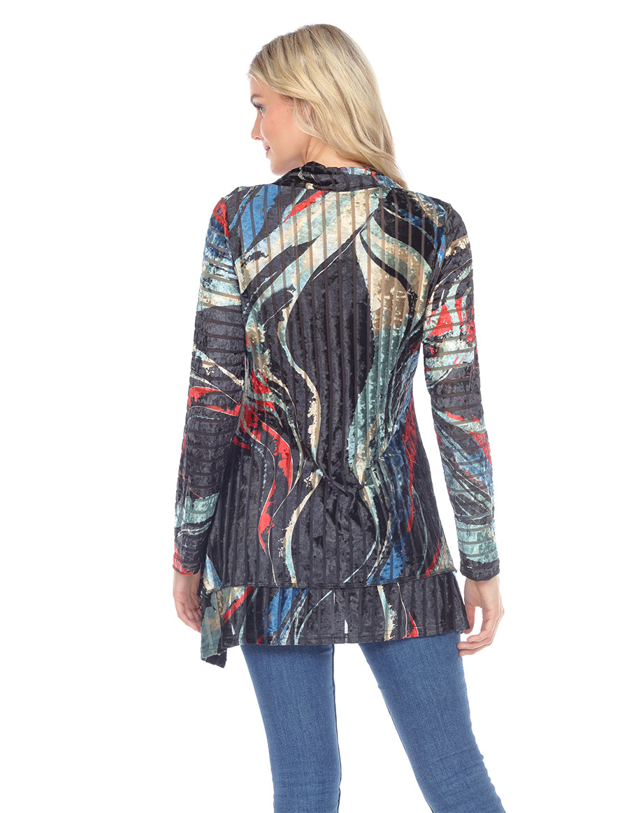 Palila Velvet Abstract Print Cowl Neck Tunic