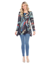 Palila Velvet Abstract Print Cowl Neck Tunic