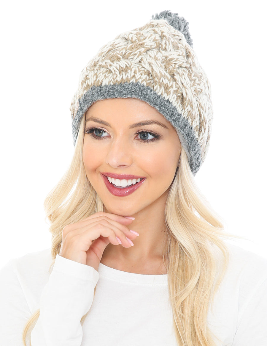 Woolen Beanie Hat with Pom Pom