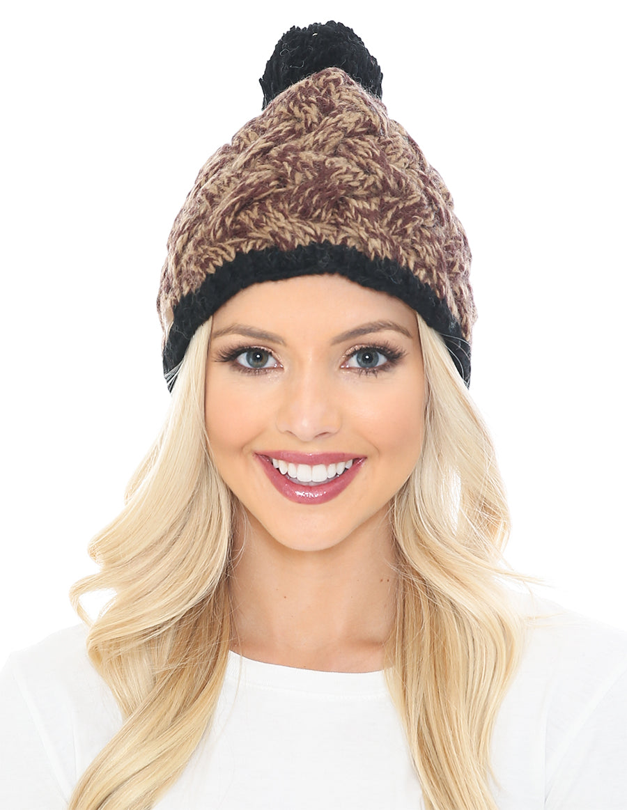 Woolen Beanie Hat with Pom Pom