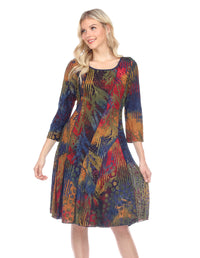 Palila Scoop Neck 3/4 Sleeve Dress