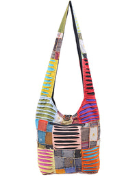 Patch and Razor Cut Cotton Hobo Bag