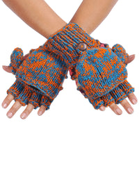 Melange Tribal Pattern Woolen Hunter Gloves