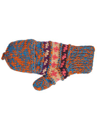 Melange Tribal Pattern Woolen Hunter Gloves