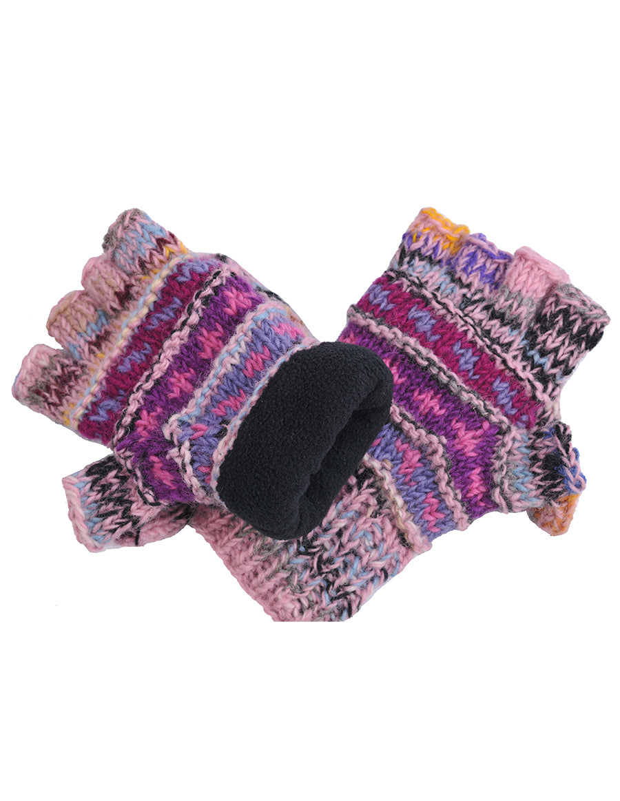 Melange Tribal Pattern Woolen Hunter Gloves