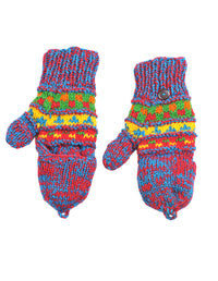 Melange Tribal Pattern Woolen Hunter Gloves