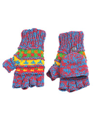 Melange Tribal Pattern Woolen Hunter Gloves