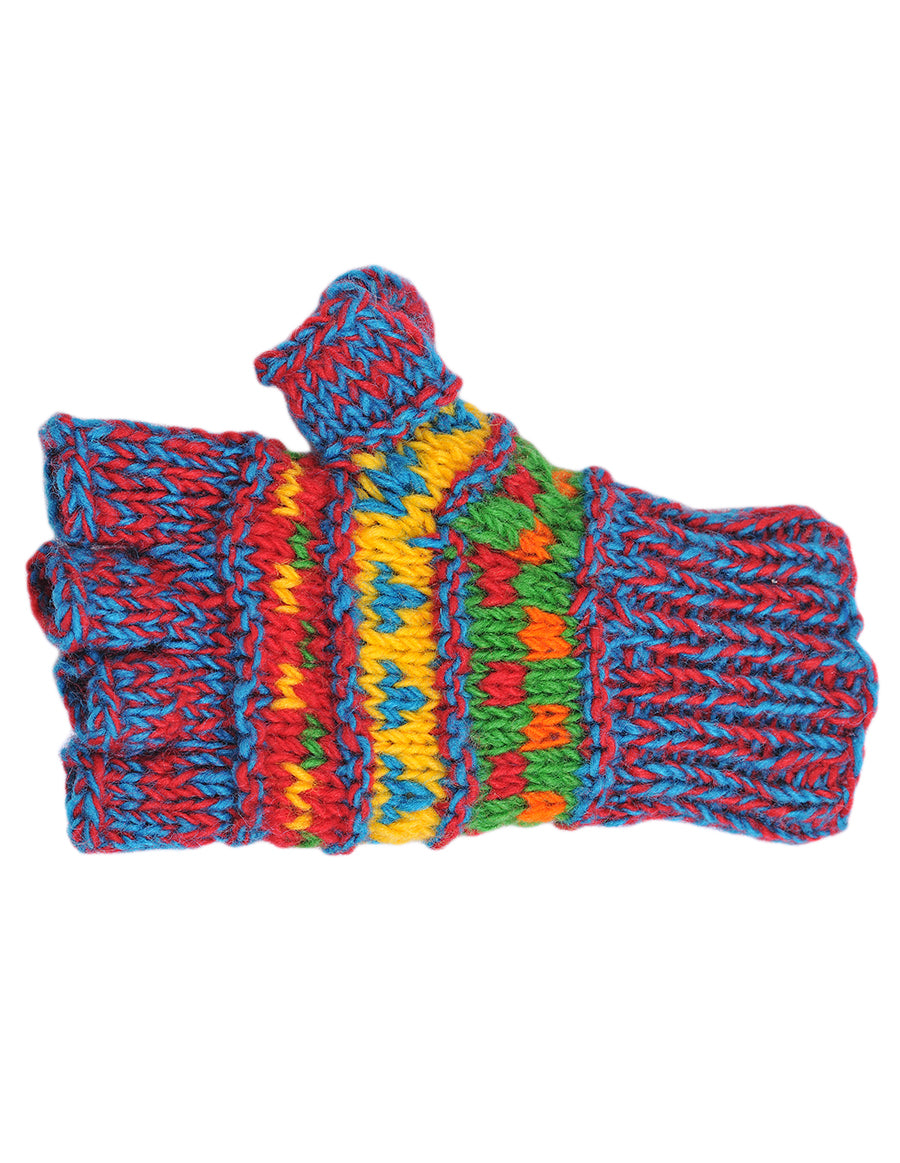 Melange Tribal Pattern Woolen Hunter Gloves