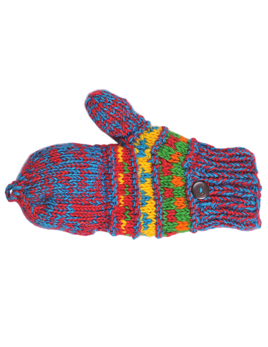 Melange Tribal Pattern Woolen Hunter Gloves