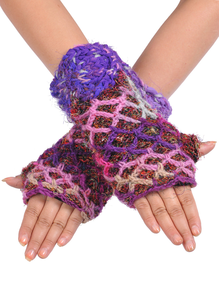 Crochet Woolen and Recycled Silk Handwarmer