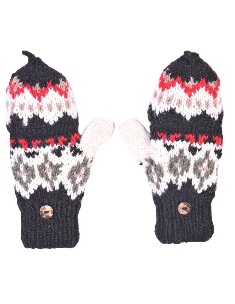 Tribal Pattern Woolen Hunter Gloves