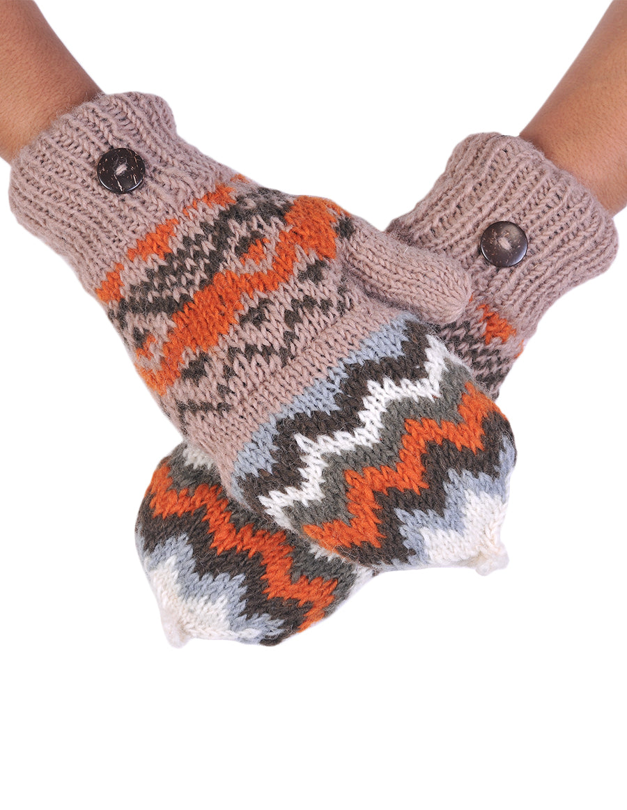 Tribal Pattern Woolen Hunter Gloves