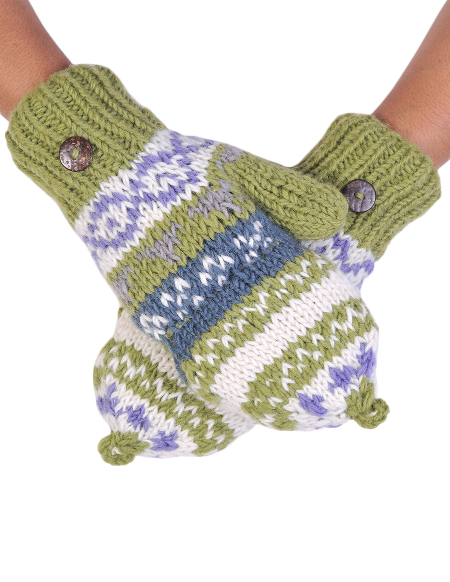 Tribal Pattern Woolen Hunter Gloves