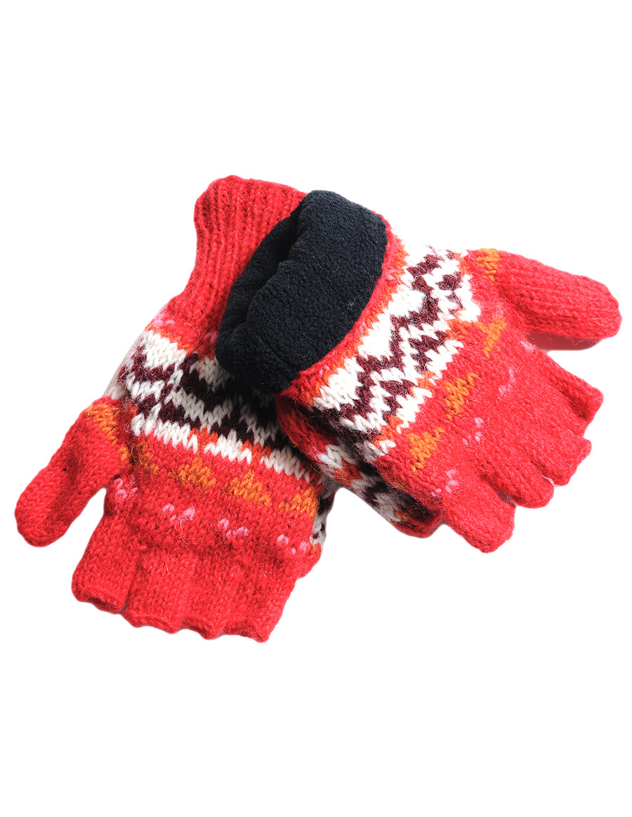 Tribal Pattern Woolen Hunter Gloves