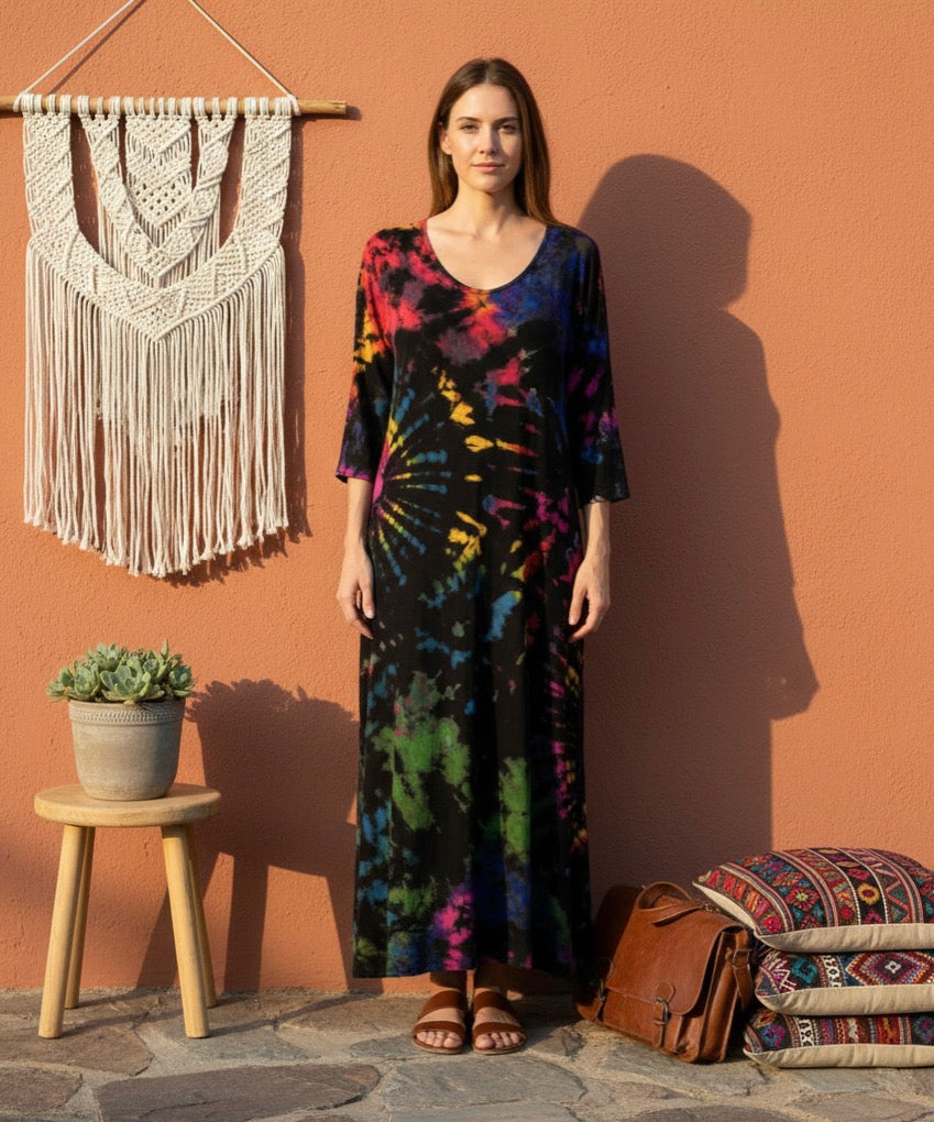 The Collection Royal 3/4 Sleeve Tie-Dye Maxi Dress