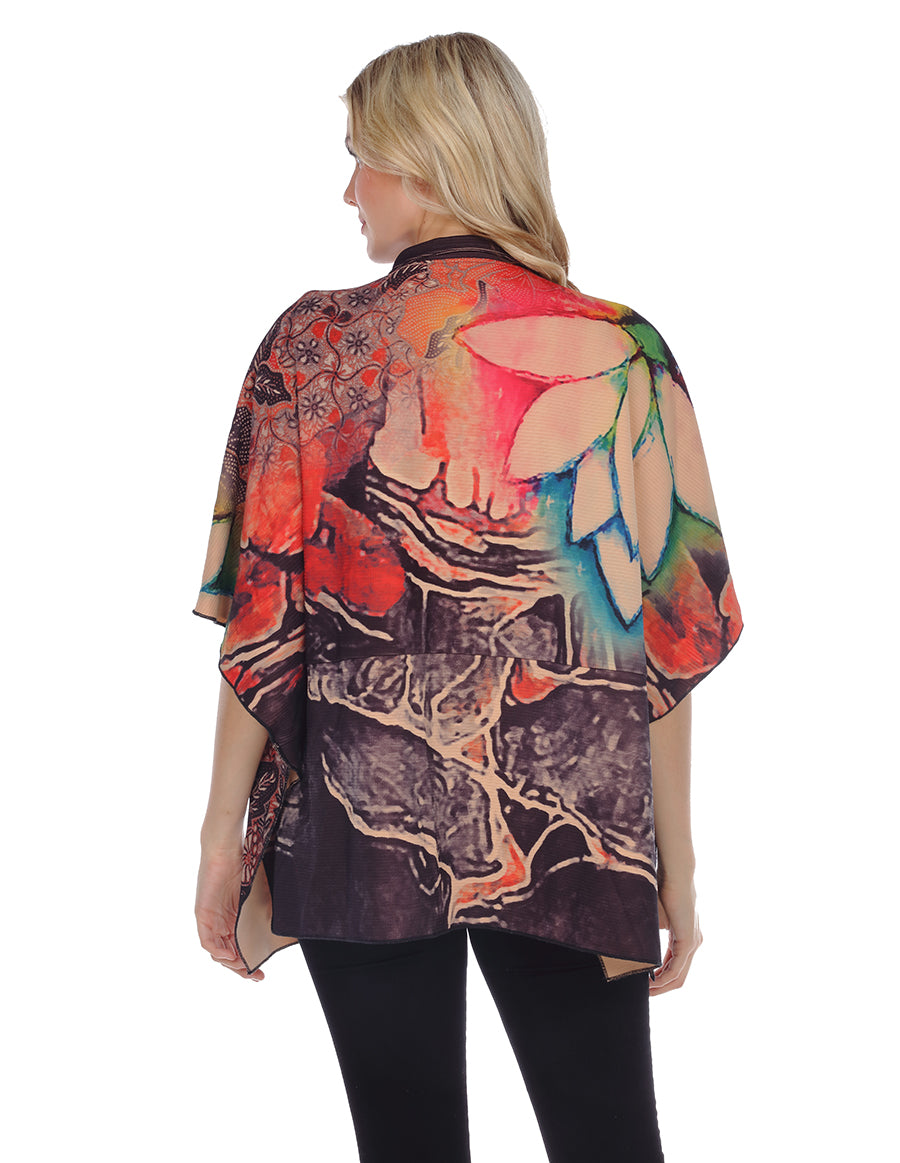 Palila Zip Up Oriental Print Cape