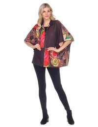 Palila Zip Up Oriental Print Cape