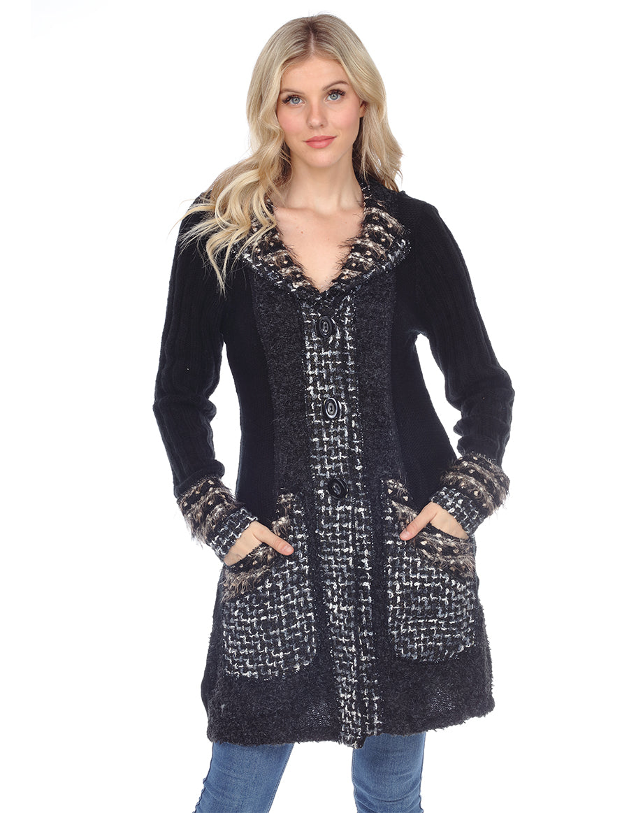 Black Tweed Sweater Coat