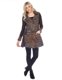 Palila Brown Tweed Sweater Coat