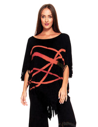 Fringed Tie Dye Bohemian Boho Hippie Poncho Top