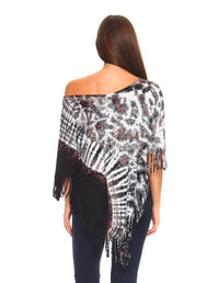 Fringed Tie Dye Bohemian Boho Hippie Poncho Top