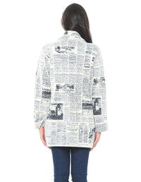 News Print Fuzzy Sweater