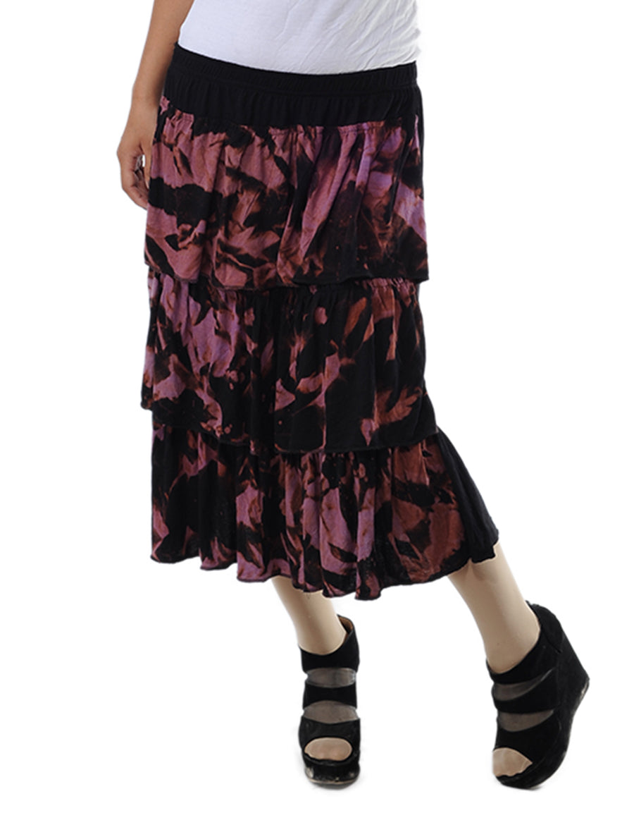 Layered Viscose Tie Dye Skirt