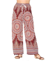 Multi Mandala Printed Open Bottom Casual Lightweight Pants