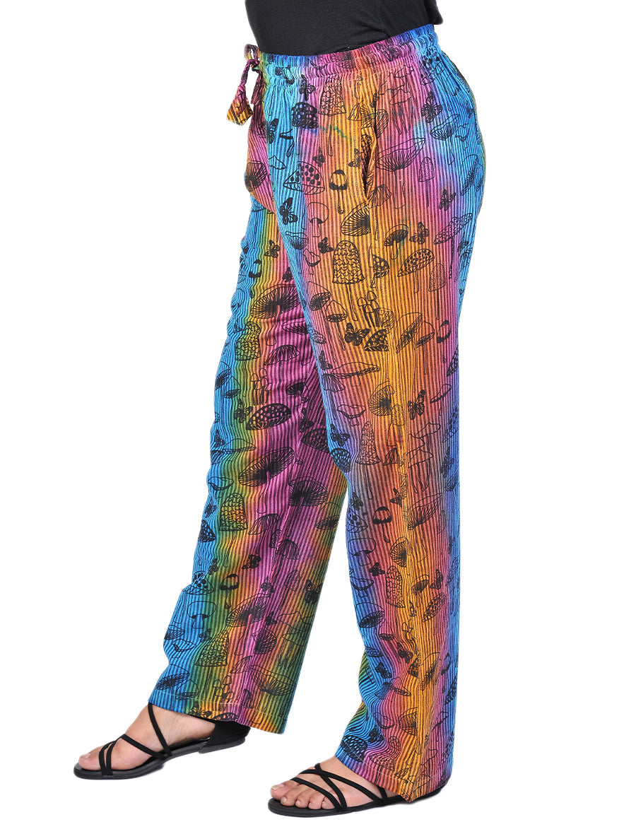 Mushroom Print Cotton Tie Dye Trouser