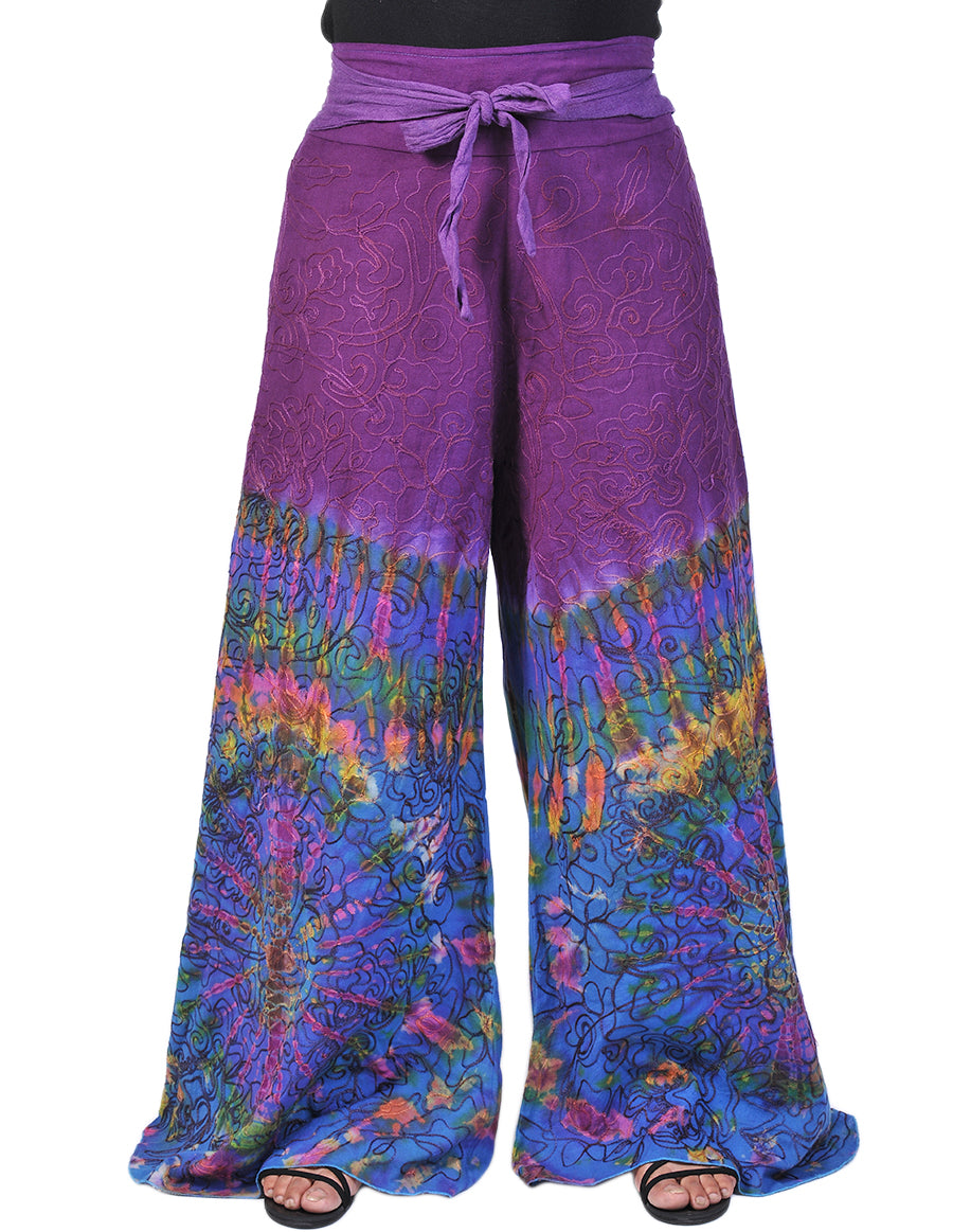 Cotton Full Embroidery Tie Dye Palazoo Pants