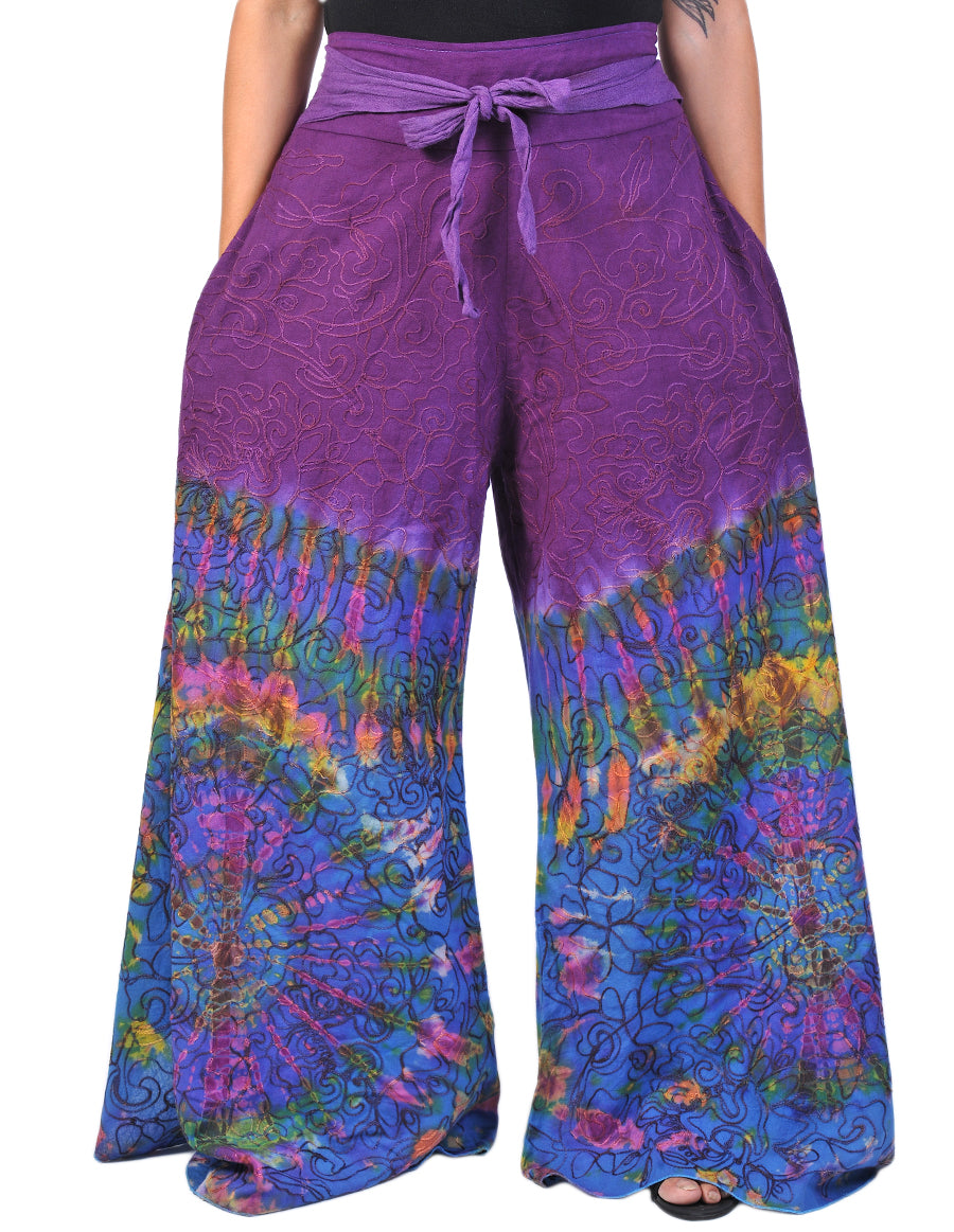 Cotton Full Embroidery Tie Dye Palazoo Pants
