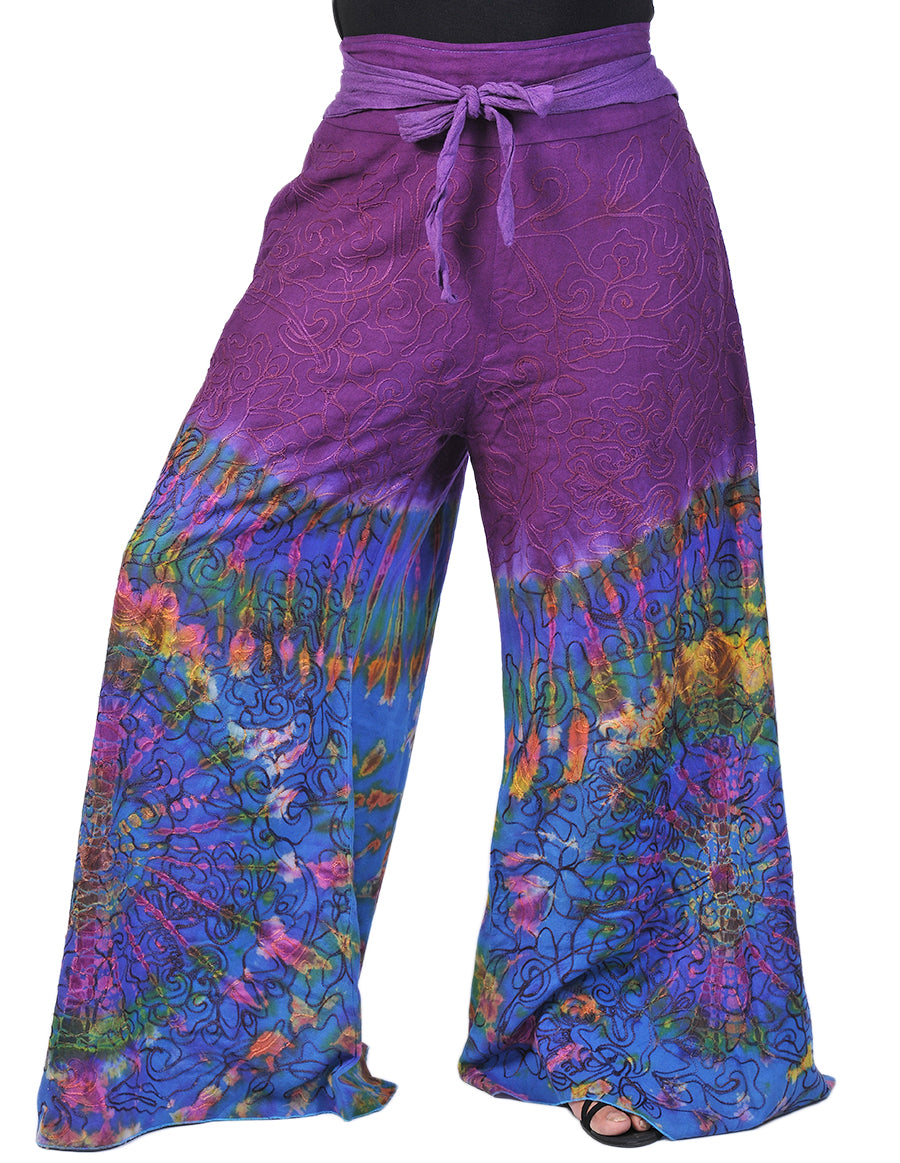 Cotton Full Embroidery Tie Dye Palazoo Pants