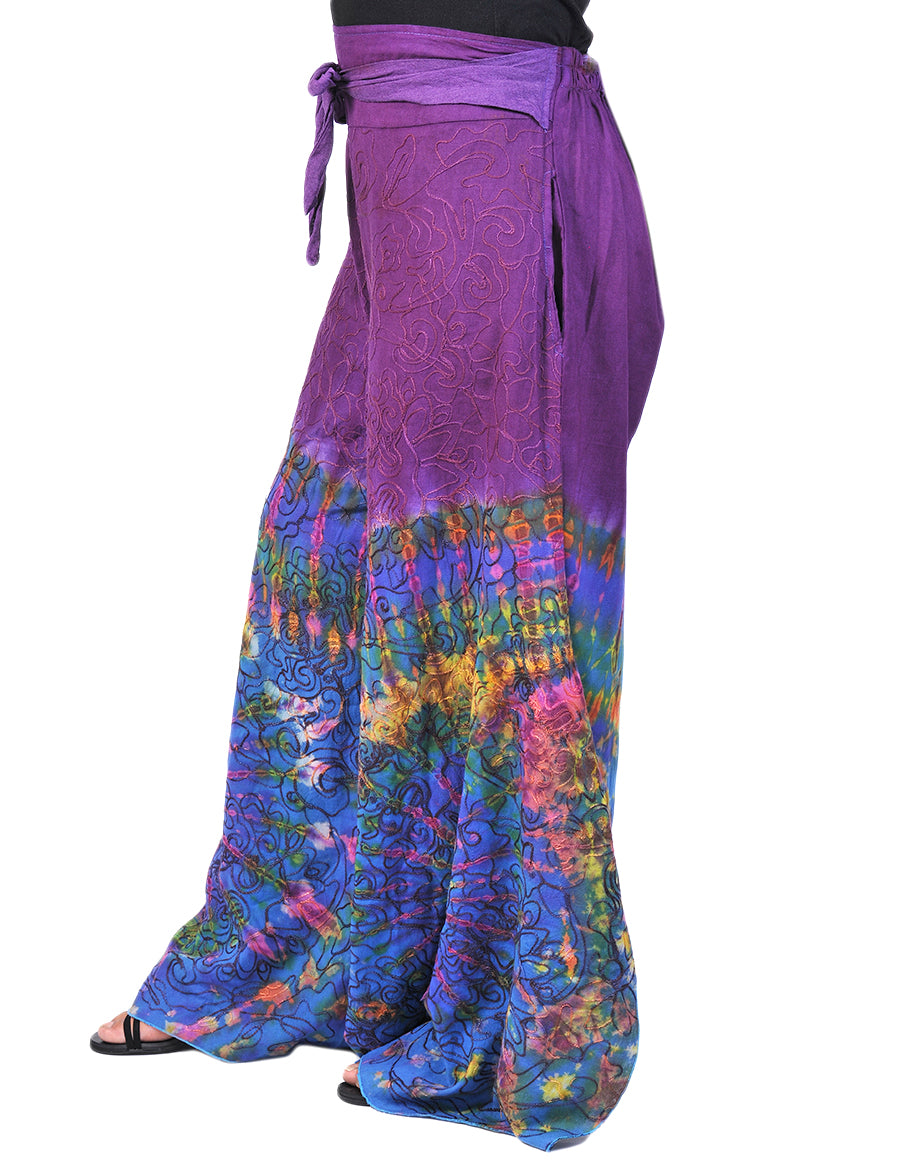 Cotton Full Embroidery Tie Dye Palazoo Pants