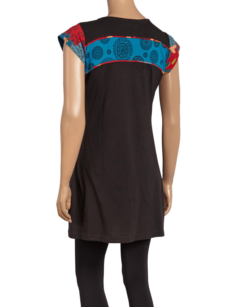 Abstract Sleeveless Cotton Tunic