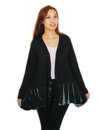 Tie Dye Open Cardigan Black-White