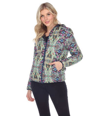 Hooded Zip Up Pattern Jacket (Reversible)