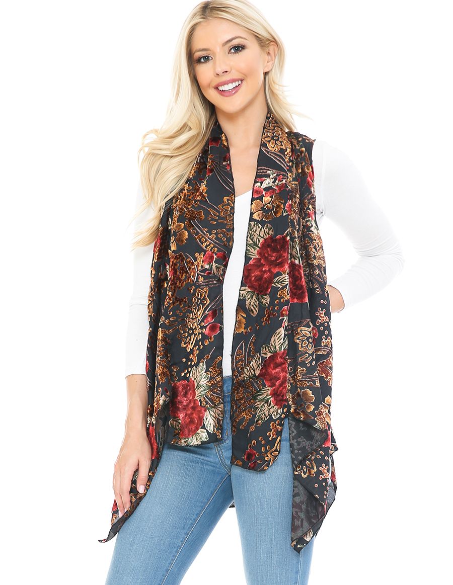 Flower Printed Polyester Vest